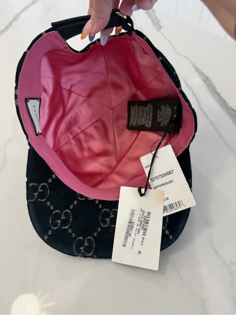 Gucci GG Logo Velvet Baseball Hat